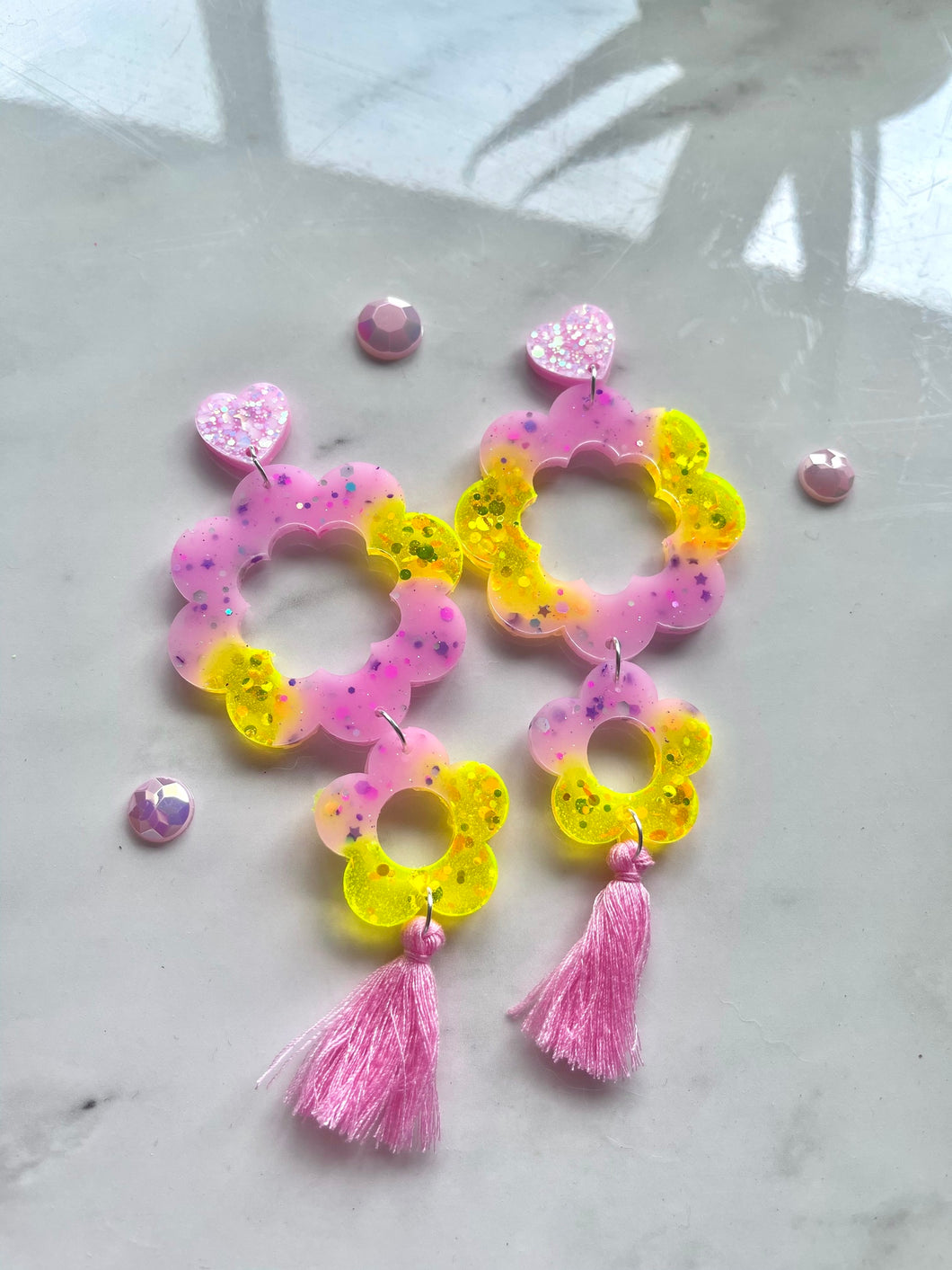 Pinky yellow blossom dangles