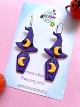 Load image into Gallery viewer, Salem witch coffin earrings
