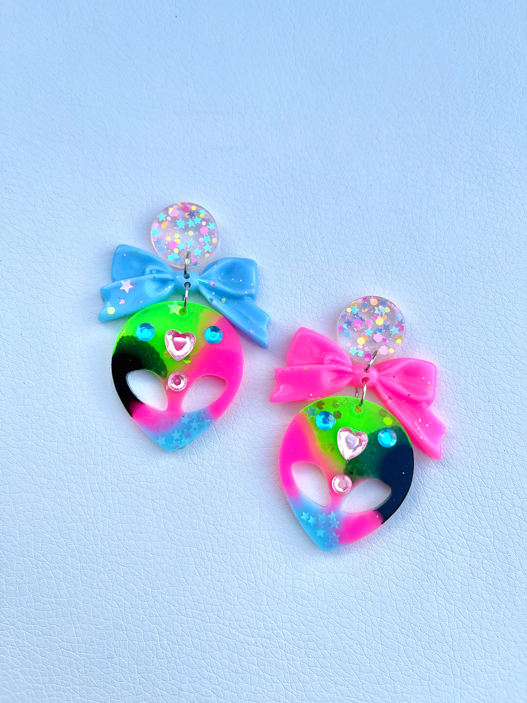 Crystal bow alien dangles