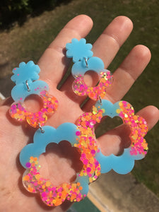 Dreamy Blue Daisy Drop Earrings