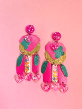 Load image into Gallery viewer, Barbie world metallic pink and gold dangles