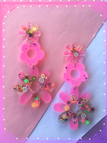 Tutti Frutti Daisy Dangles Cute Candy Earrings