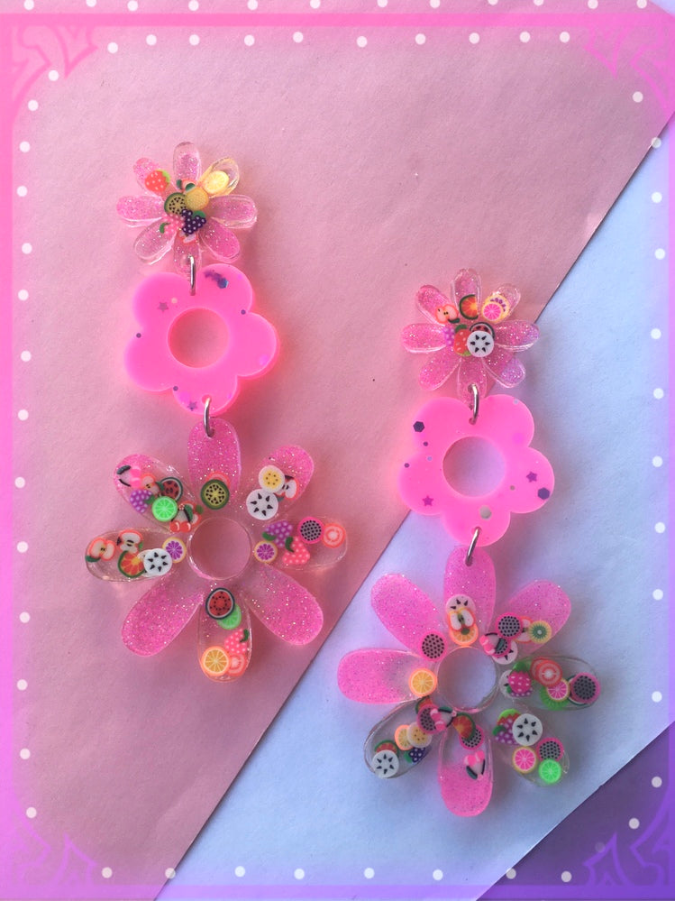 Tutti Frutti Daisy Dangles Cute Candy Earrings