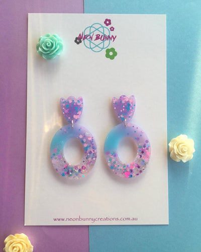 Dreamy Lilac Dangles - Glitter Earring Studs