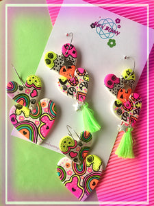 Rainbow Clay Dangles With Tassels
