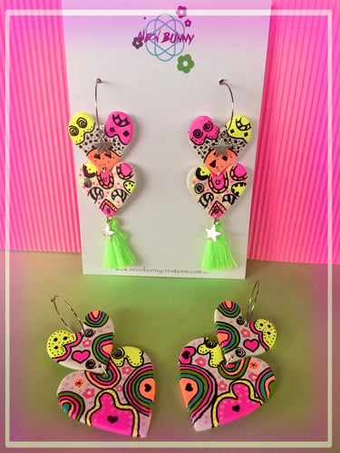 Rainbow Clay Dangles With Tassels