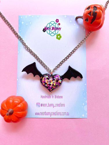 Trick or treat spooky bat necklace