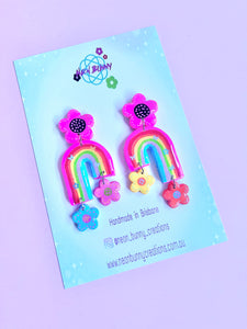 Rainbow daisy dangles