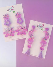 Load image into Gallery viewer, Celestial Alien Dangles- Purple Moon Earrings (Made to order)