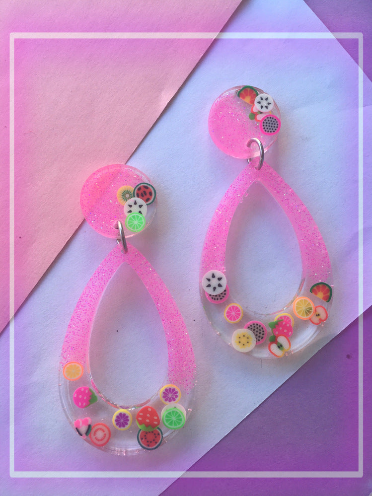 Tutti Frutti Pink Glitter Dangles