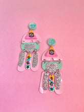 Load image into Gallery viewer, Temple of love minty pink dangles