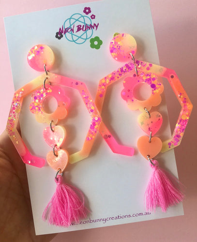 Blossom Lantern Dangles Daisy Sunset Earrings
