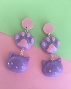 Kitty paw dangles kawaii cat earrings