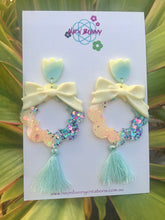 Load image into Gallery viewer, Minty Blossom Earrings With Tassels Flower Dangles
