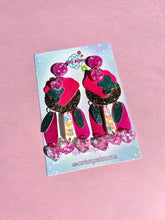 Load image into Gallery viewer, Barbie world metallic pink and gold dangles
