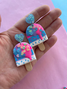 Bubblegum popsicle stud earrings