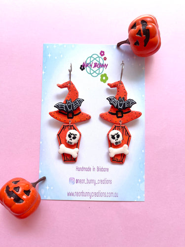 Witchy coffin earrings