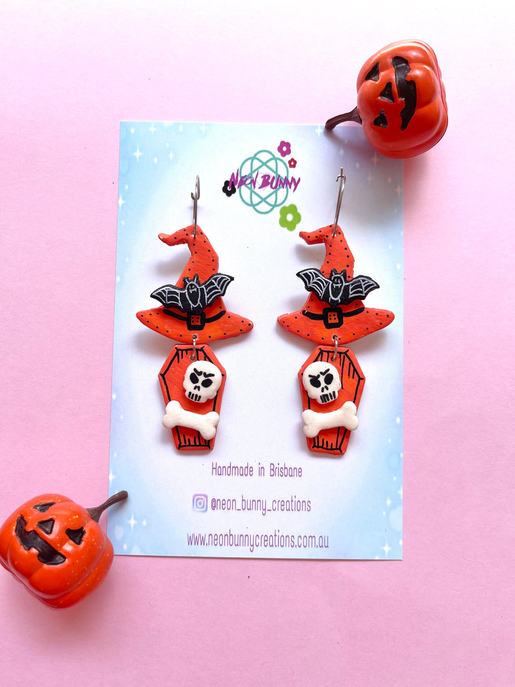Witchy coffin earrings