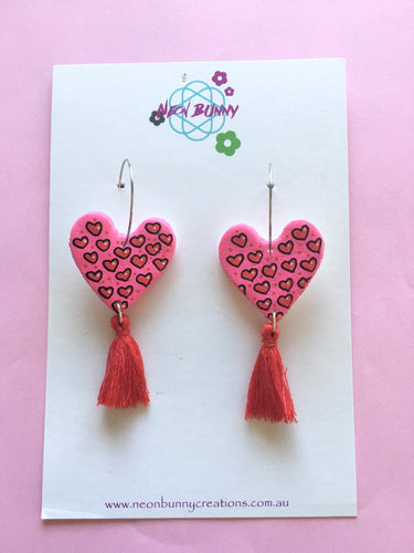 Heart Dangles With Red Tassels