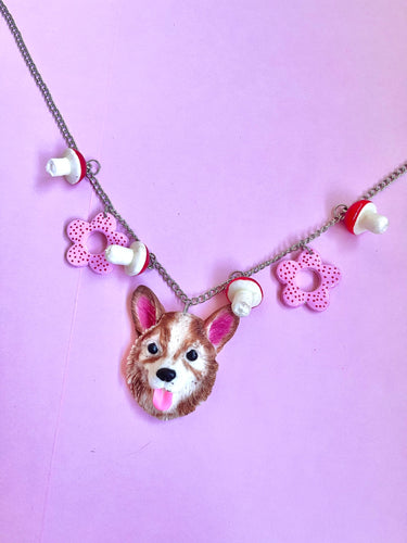 Enchanted fairy steed necklace corgi world statement piece