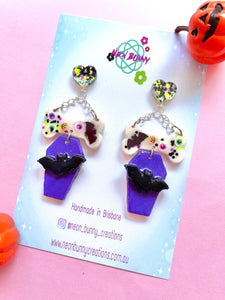 Bad to the bone coffin candy dangles