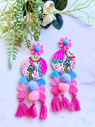 Rainbow paradise statement dangles