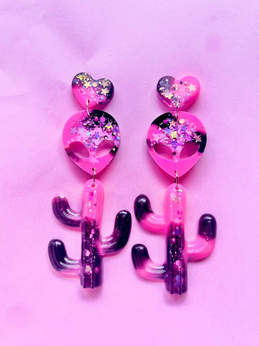 Pink galaxy cactus dangles