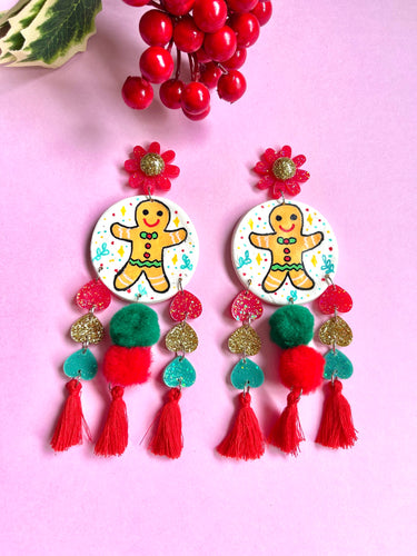 Gingerbread statement earrings