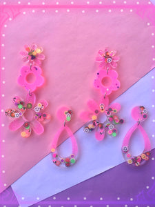 Tutti Frutti Pink Glitter Dangles