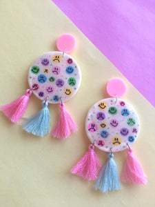 Smiley tassel earrings