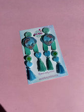 Load image into Gallery viewer, Mermaid alien minty blue dangles