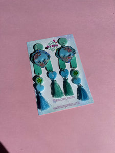 Mermaid alien minty blue dangles