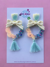 Load image into Gallery viewer, Minty Blossom Earrings With Tassels Flower Dangles