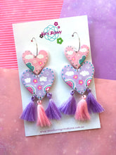 Load image into Gallery viewer, Rainbow Wonderland Clay Heart Dangles