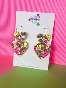 Rainbow Clay Dangles With Tassels