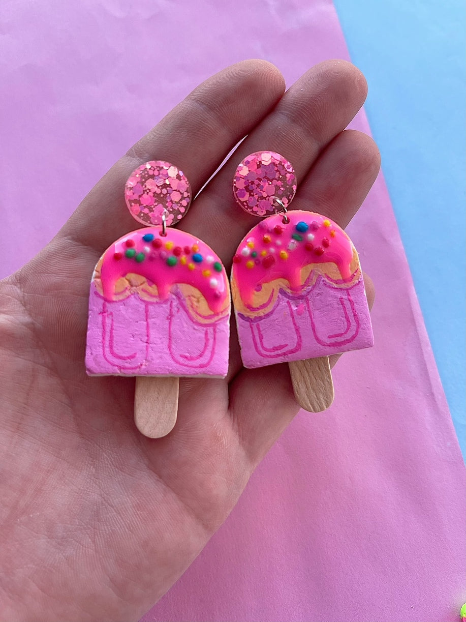 Peaches and cream popsicle stud earrings