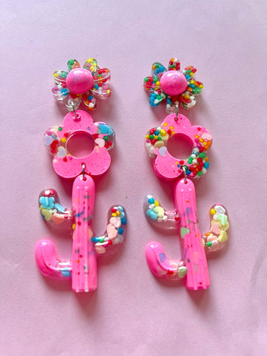 Candy Desert Flower Cactus Dangles