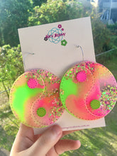Load image into Gallery viewer, Jumbo pink and green yin yang earrings