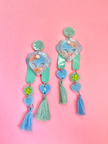 Mermaid alien minty blue dangles