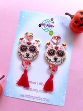 Load image into Gallery viewer, Day of the dead panda earrings