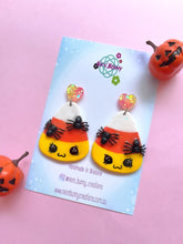 Load image into Gallery viewer, Jumbo candy corn earrings spooky halloween dangles