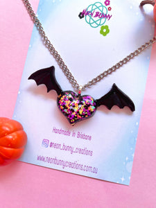 Trick or treat spooky bat necklace