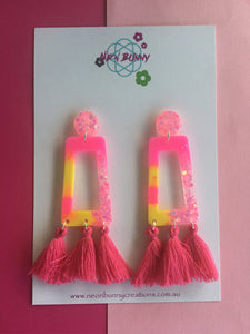 Pink Earring Dangles With Tassels
