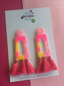 Pink Earring Dangles With Tassels