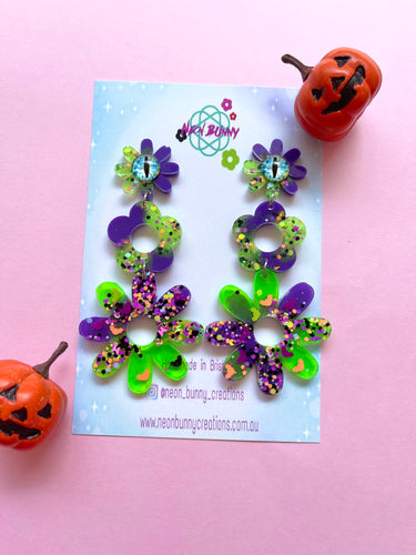 Zombie bat daisy earrings