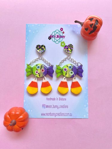 Zombie monster candy earrings