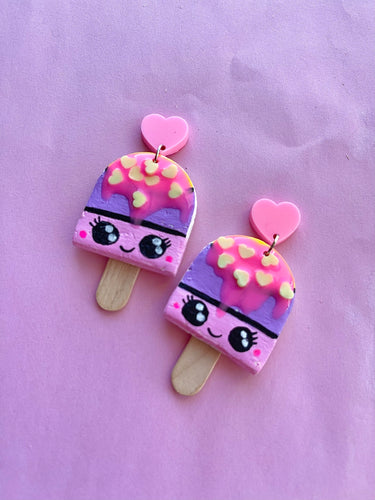 Lavender pearl popsicle stud earrings
