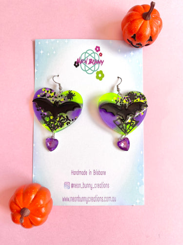 Trick or treat spooky bat earrings