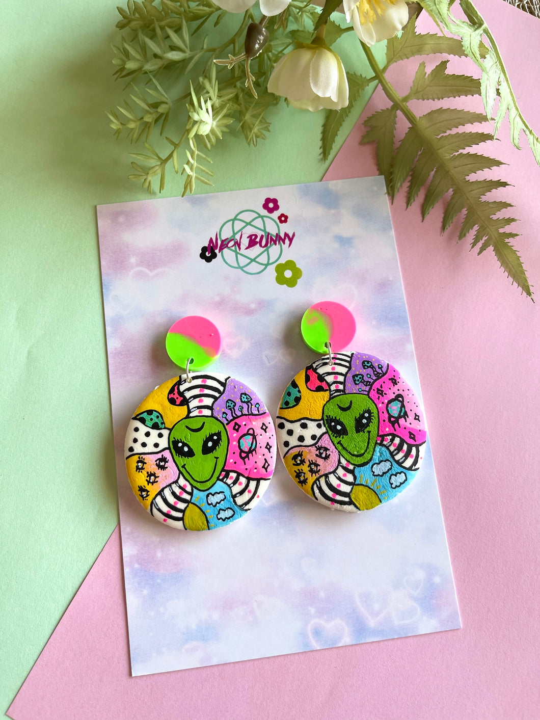 Alien world earrings