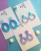 Load image into Gallery viewer, Dreamy Blue Glitter Earring Hoops